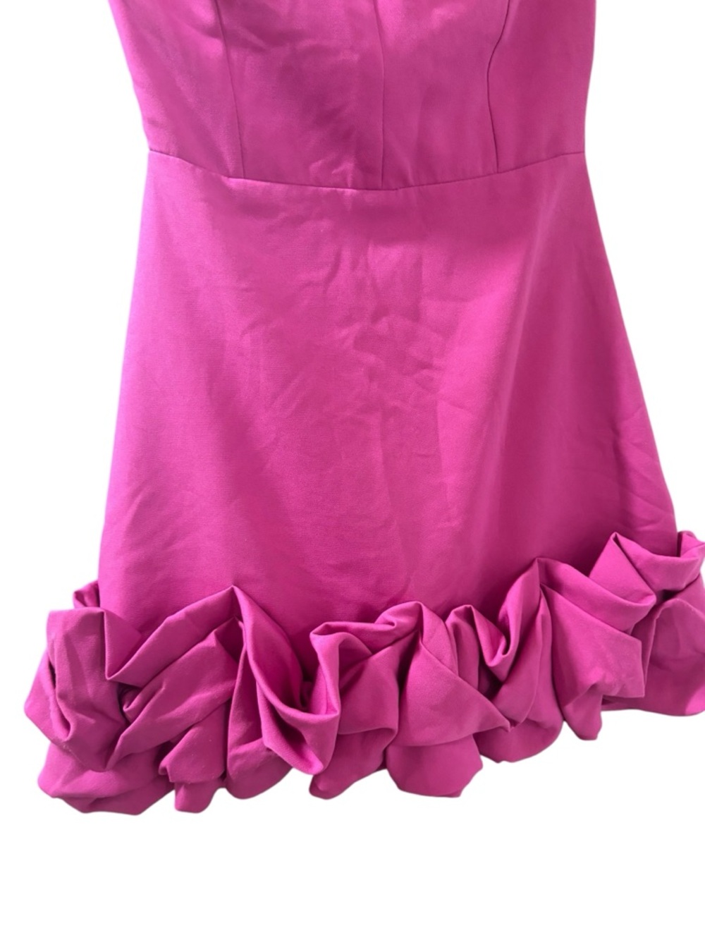 DO+BE Women's Strapless Fuchsia Ruffle Hem Party Mini Dress Size Small - Picture 3 of 6